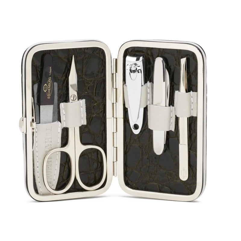 Faux Crocodile Leather Manicure Set - 5 Piece